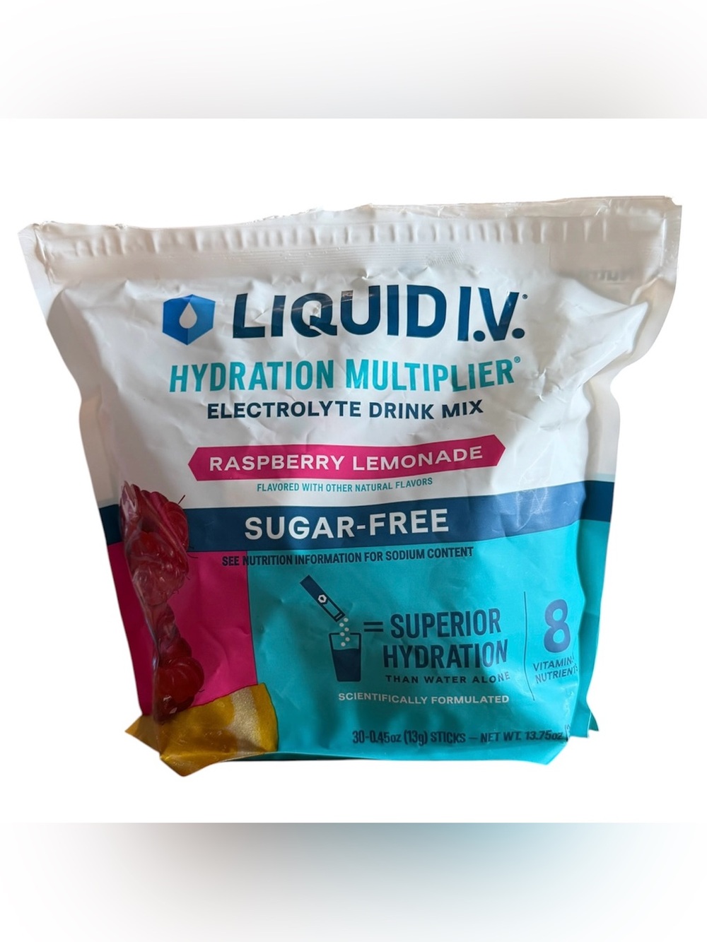 NEW Liquid I.V. Sugar-Free Electrolyte Powder 30 CT Raspberry Lemonade - Sealed